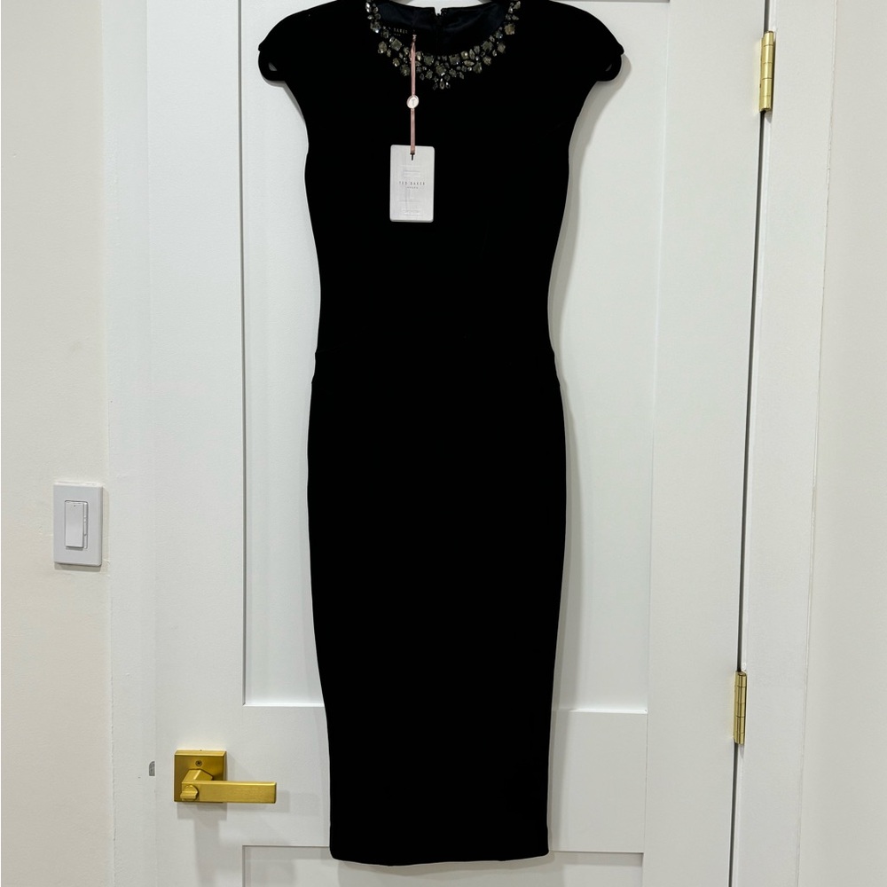 Ted Baker Elegant Black Cap Sleeve Dress size 0 - Picture 2 of 5